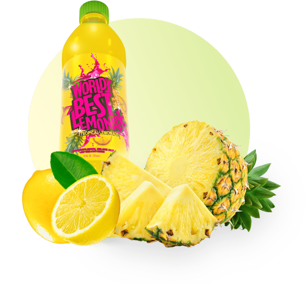 A bottle of juice and some pineapple on a plate.